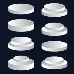 white podium set background for product presentation vector illustration