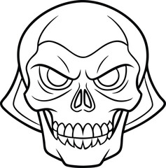 Human Halloween skull illustration black and white