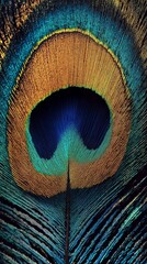 Obraz premium Close-up of a vibrant peacock feather