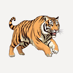 Obraz premium Majestic tiger illustration leaping forward
