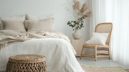 Scandinavian style bedroom with simple furnishings