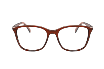 A stylish pair of brown eyeglasses with a modern frame design. Perfect for fashion and functionality in daily use.
