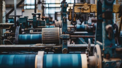 Fototapeta premium Industrial Textile Machinery in Operation