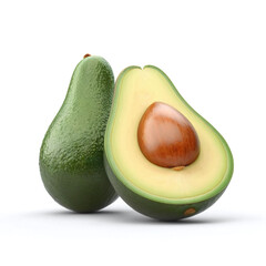 simple 3D avocado, simple minimalist 3D illustration fruit, isolated in white background
