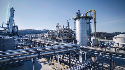 Modern Industrial Plant with Pipeline Network