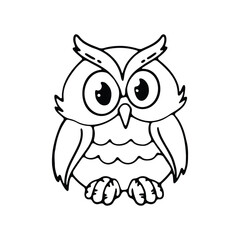 hand drawing of an owl with big, expressive eyes