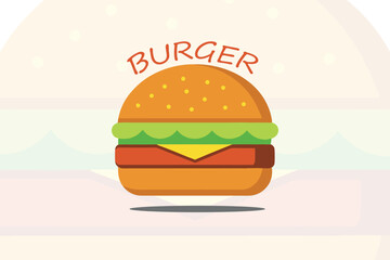 Flat Vector Illustration of a Cheeseburger Icon