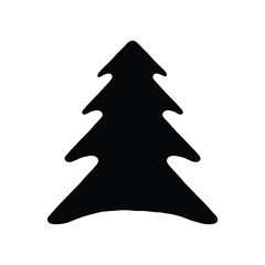 black silhouette of a classic Christmas tree,