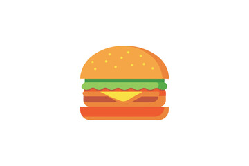 Flat Vector Illustration of a Cheeseburger Icon