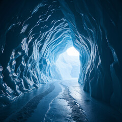 Ice Cave Entrance with Smooth Blue Walls