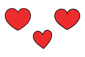 set of hand-drawn red hearts shape collection