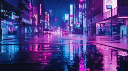 background scenes cyberpunk scene night city skyline urban building  futuristic game