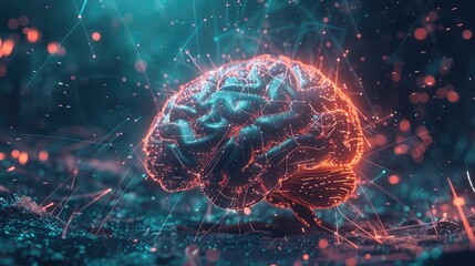 Futuristic Brain Neural Network Visualization