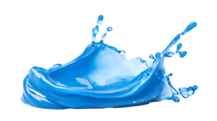 Blue liquid gel splash isolated on transparent background