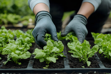 Fototapeta premium Urban Oasis: Rooftop Vegetable Gardening in Action