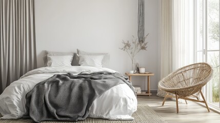 Scandinavian style bedroom with simple furnishings