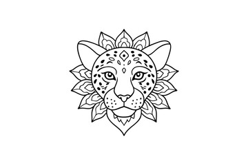 hand-drawn leopard face coloring page