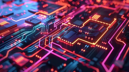 Fototapeta premium Futuristic Glowing Circuit Board Design