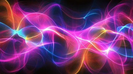 Neon abstract patterns pulsating with energy