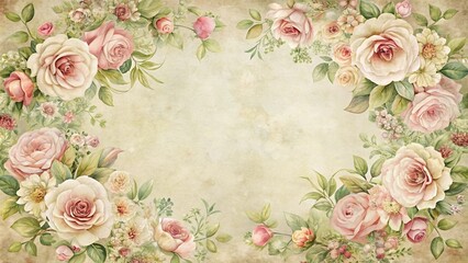 Vintage floral card featuring beautiful flowers in a soft color palette, perfect for various occasions like weddings, birthdays, and anniversaries