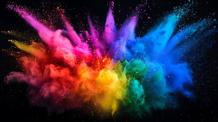 Vibrant Spectrum: An Explosion of Colorful Powder on a Dark Background