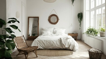 Scandinavian style bedroom with simple furnishings