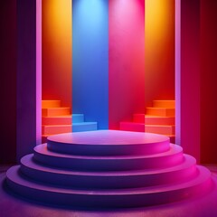 Obraz premium A colorful stage with a rainbow staircase 