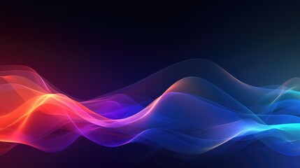 Naklejka premium Vibrant Abstract Colorful Waves on Dark Background