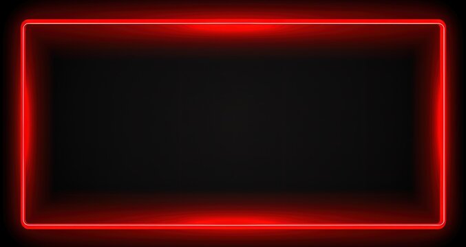 Red neon glowing frame isolated on black background. Perfect for design, technology, or futuristic themes.