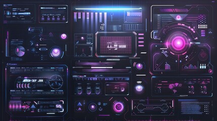 Futuristic Digital Control Panel Display