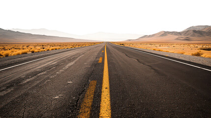Fototapeta premium Straight desert road ,isolated on a pure white background