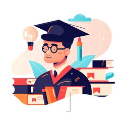 Dean s list recognition, academic excellence, flat design illustration