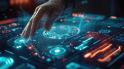 Obraz premium Futuristic Touchscreen Interface Interaction