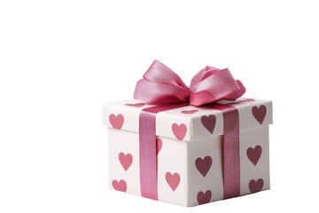 Obraz premium A beautifully wrapped gift box decorated with hearts and a pink bow, perfect for celebrations and special occasions.