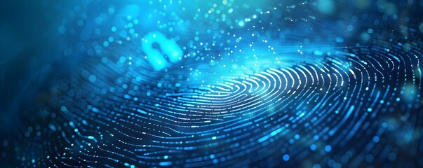 Abstract Fingerprint Pattern with Blue Lights