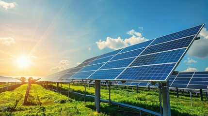 Solar Panels in a Sunny Field