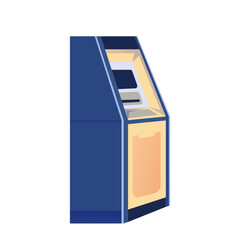 ATM. Bank machine. Cash terminal. Self-service kiosk. Financial transaction, money withdraw, finance services. Flat vector illustration isolated on transparent background.