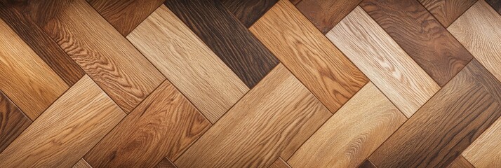 Wooden parquet floor planks inside apartment room, top view