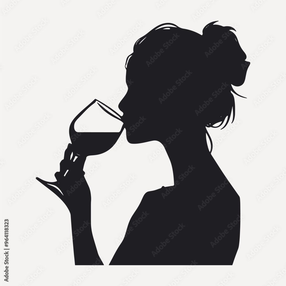 Canvas Prints Elegant silhouette woman wine