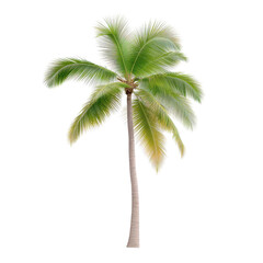 A vibrant coconut palm tree with lush green leaves, ideal for tropical-themed designs or beach life settings.