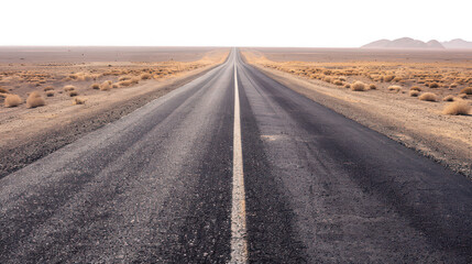 Naklejka premium Long straight road to horizon ,isolated on a pure white background