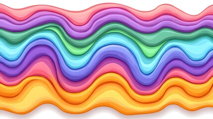 Abstract Rainbow Wavy Background with Colorful Fluid Shapes