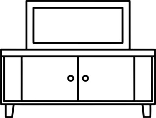 TV stand line art silhouette vector illustration isolated on white