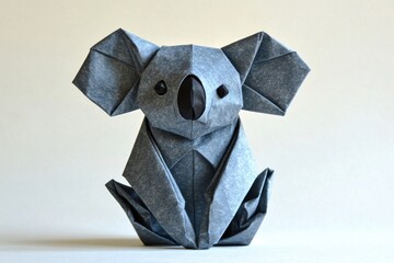 Handcrafted Origami Koala on Neutral Background