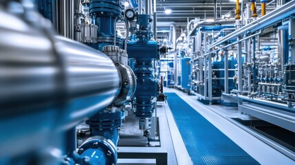 A high-tech hydrogen production facility, where engineers monitor the process of creating green hydrogen