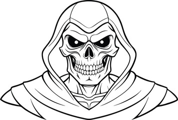 Human Halloween skull illustration black and white