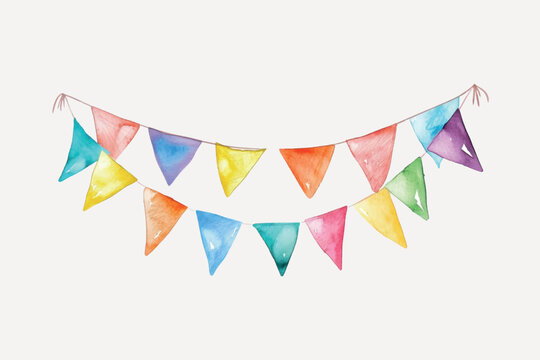 Colorful watercolor party bunting