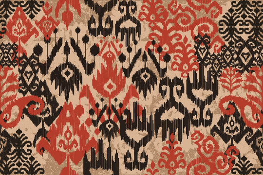 Motifs African boho paisley Floral Ikat pattern embroidery border. Ethnic ikat floral Ethnic Indian Pattern Ikat pattern Ethnic Pattern.Border indian floral Aztec embroidery border seamless patterns.