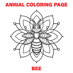 animal bee mandala coloring page