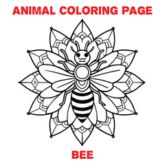 animal bee mandala coloring page